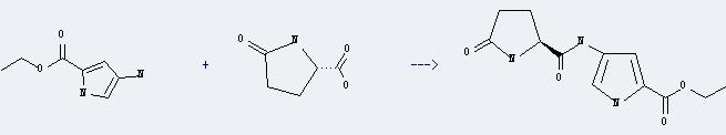 1H-Pyrrole-2-carboxylicacid,4-amino-,ethyl ester can react with 5-oxo-L-proline to get ethyl 4-(2-oxopyrrolidine-5-carboxamido)pyrrole-2-carboxylate